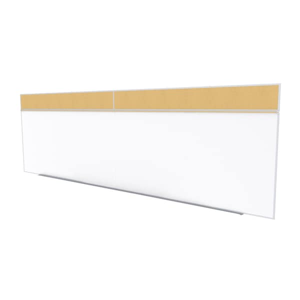 Combo Whiteboard/Bulletin, Mag Por/Cork, Styl A, 5 ft H x 16 ft W, Natural